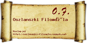 Oszlanszki Filoméla névjegykártya